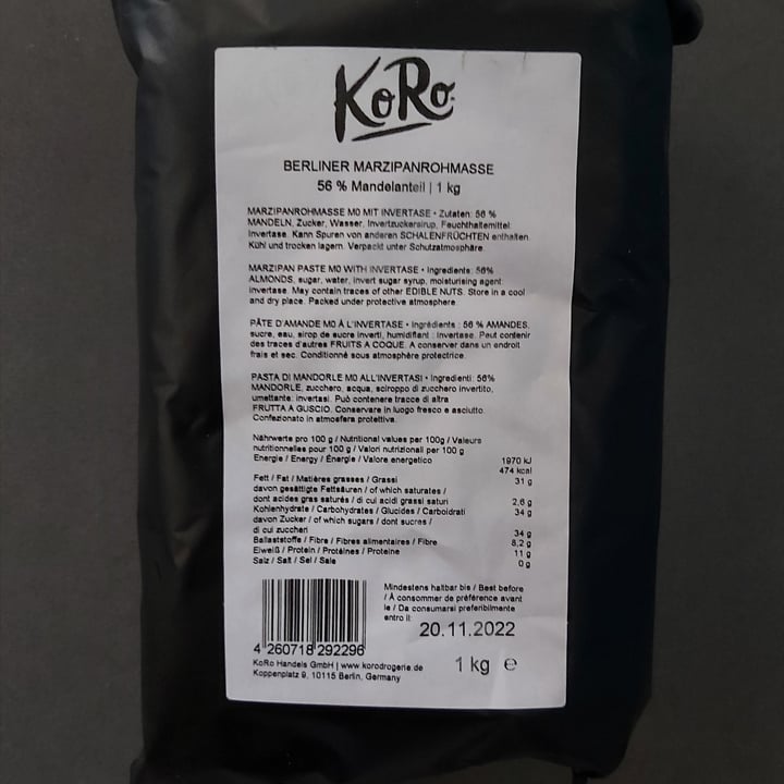 photo of Koro Pasta di Marzapane (56% mandorle) shared by @podofede on  25 Jul 2022 - review