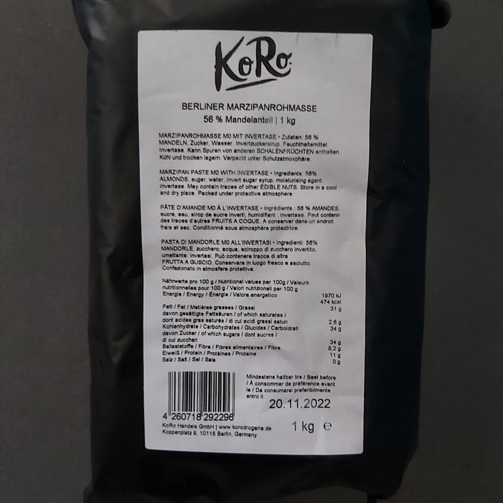 review photo of Koro Pasta di Marzapane (56% mandorle) shared by @podofede on 25 Jul 2022 - review