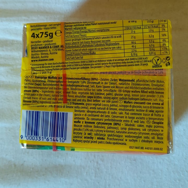 photo of Manner Lemon wafers shared by @domcsiwill on  13 May 2021 - review