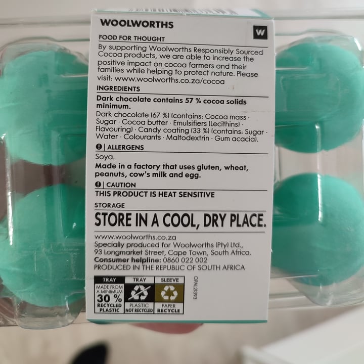 photo of Woolworths Food Dark Chocolate Hens Eggs shared by @tracyrussellct on  20 Feb 2022 - review