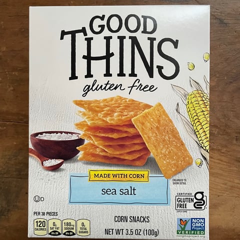 Good Thins Sea Salt Corn & Rice Snacks Gluten Free Crackers, 3.5