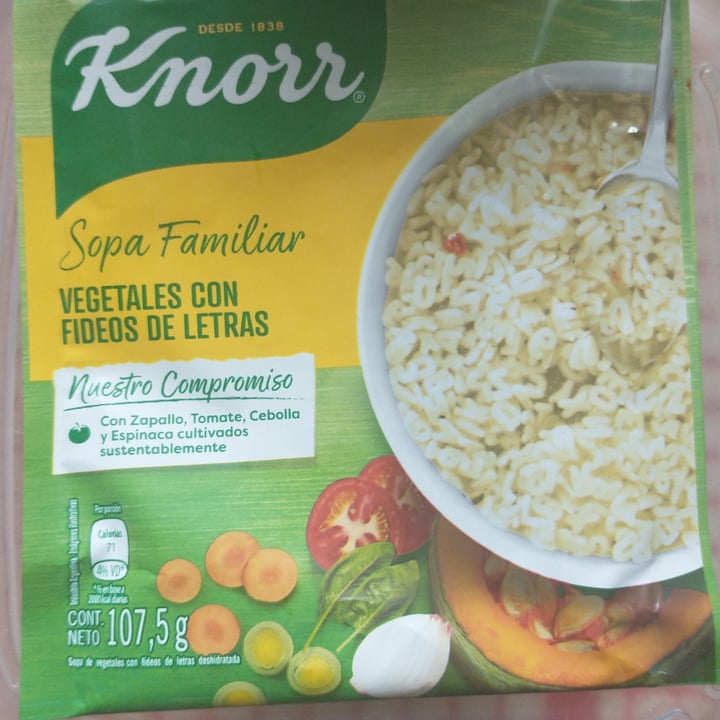 photo of Knorr Sopa familiar de vegetales con fideos de letras shared by @funebrera420 on  06 Jan 2021 - review