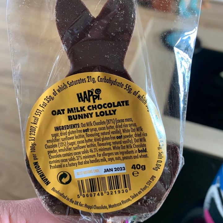 photo of Happi Oat Milk Chocolate Bunny Lolly shared by @beckyallott on  11 May 2022 - review