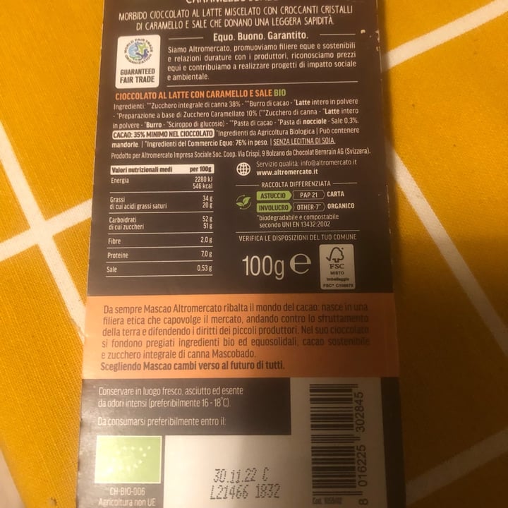 review photo of Altro mercato cioccolato al latte caramello e Sale shared by @machiara on 19 Aug 2022 - review