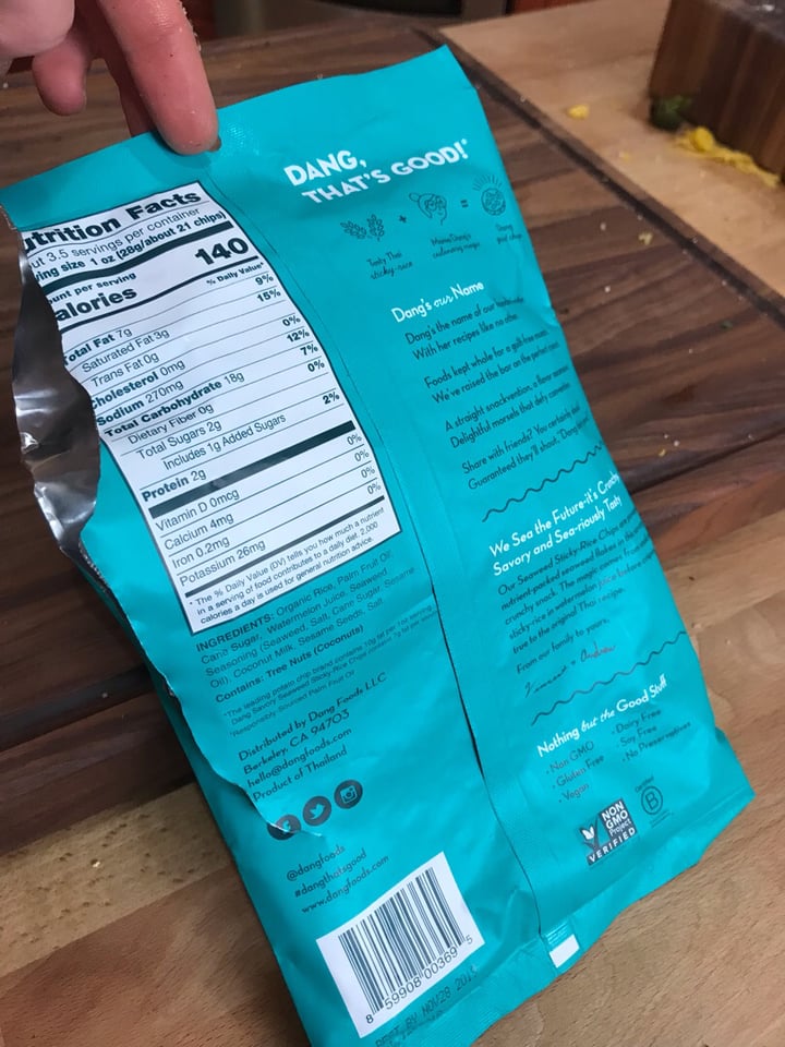 photo of Dang Foods Sticky Rice Chips Seaweed shared by @tryingveganwithmario on  22 Feb 2019 - review