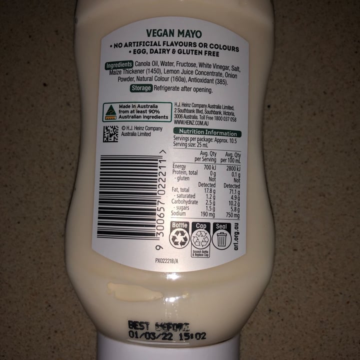 photo of Heinz Mayo Vegan shared by @cristina4 on  28 Aug 2021 - review