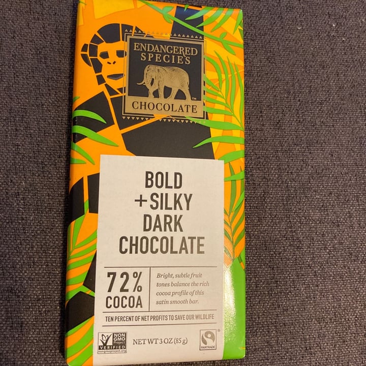 photo of Endangered Species Chocolate Bold And Silky Dark Chocolate shared by @veganosaventureros on  16 Jan 2021 - review