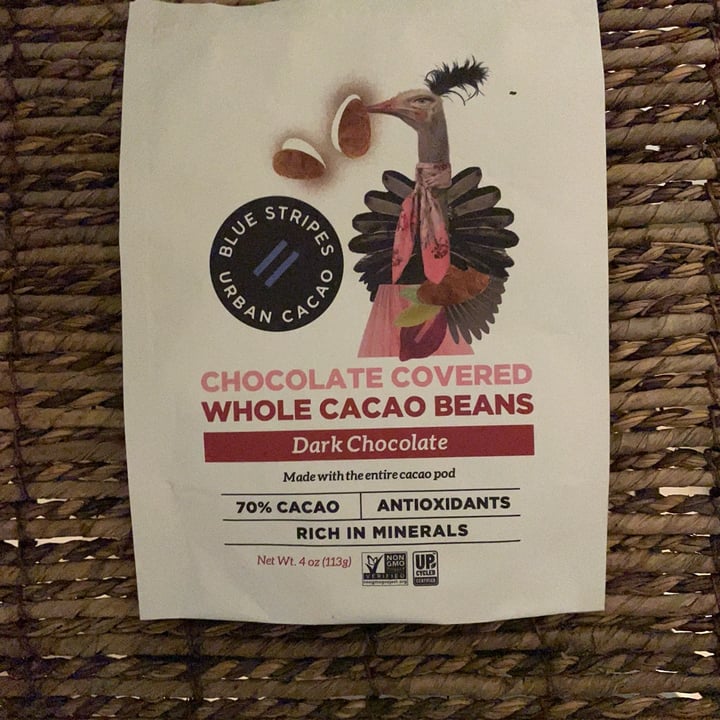 photo of Blue Stripes Urban Cacao CHOCOLATE COVERED WHOLE CACAO BEANS Dark Chocolate shared by @katydidlinzy on  08 Nov 2022 - review