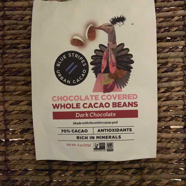 review photo of Blue Stripes Urban Cacao CHOCOLATE COVERED WHOLE CACAO BEANS Dark Chocolate shared by @katydidlinzy on 08 Nov 2022 - review