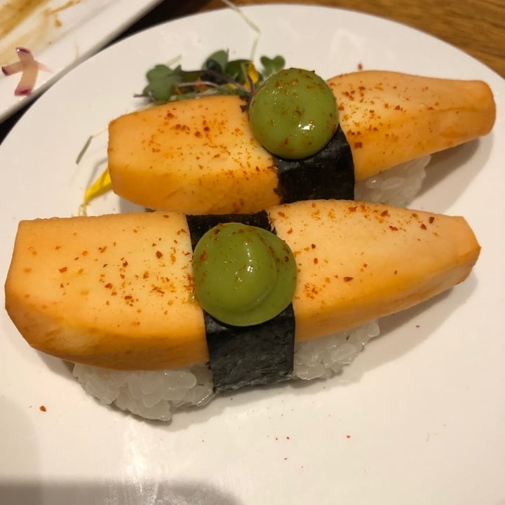 review photo of Tane Vegan Izakaya Mango Nigiri and Mango Soda shared by @korieander on 09 Aug 2021 - review