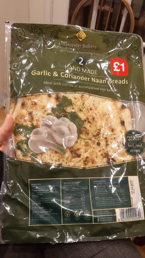 photo of Leicester Bakery Garlic & Coriander Naan Breads shared by @erinridley on  25 Jan 2020 - review