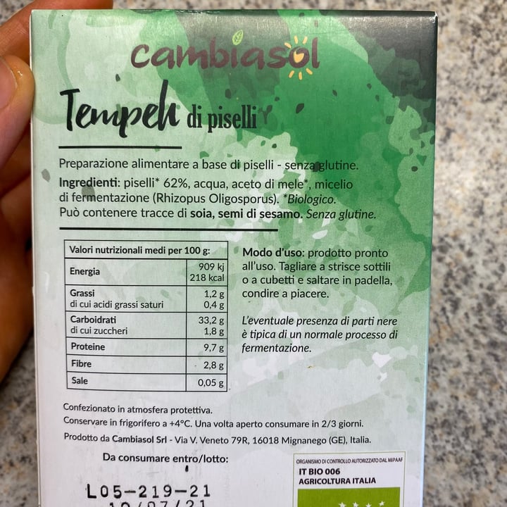 photo of Cambiasol Tempeh di piselli shared by @linda0597 on  02 Jul 2021 - review