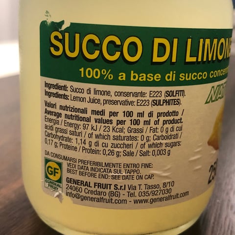 Succo Di Limone Concentrato GeneralFruit 125ml