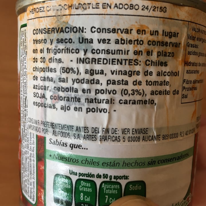 photo of Herdez Chiles Chipotles En Adobo shared by @comocomervegetales on  13 Oct 2020 - review