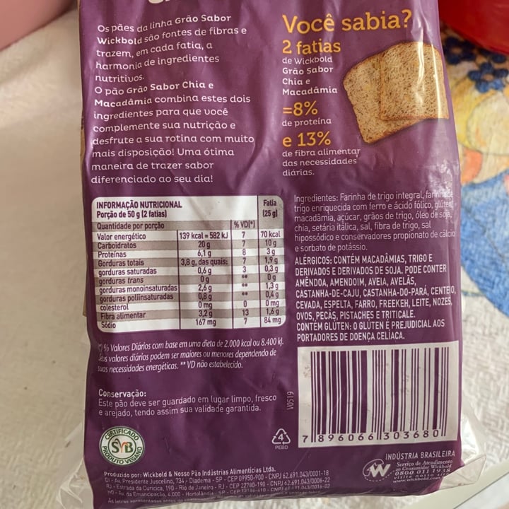review photo of Wickbold Pão integral Chia e Macadâmia shared by @ludrcs2 on 21 Jul 2021 - review
