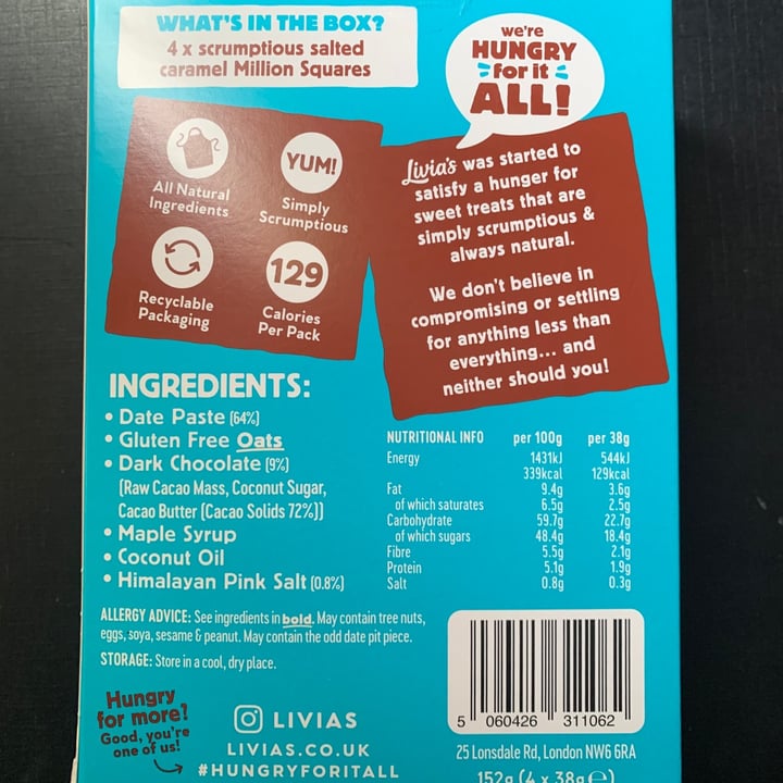 photo of Livia's Million Squares Salted Caramel shared by @frogusvegan on  02 Mar 2021 - review