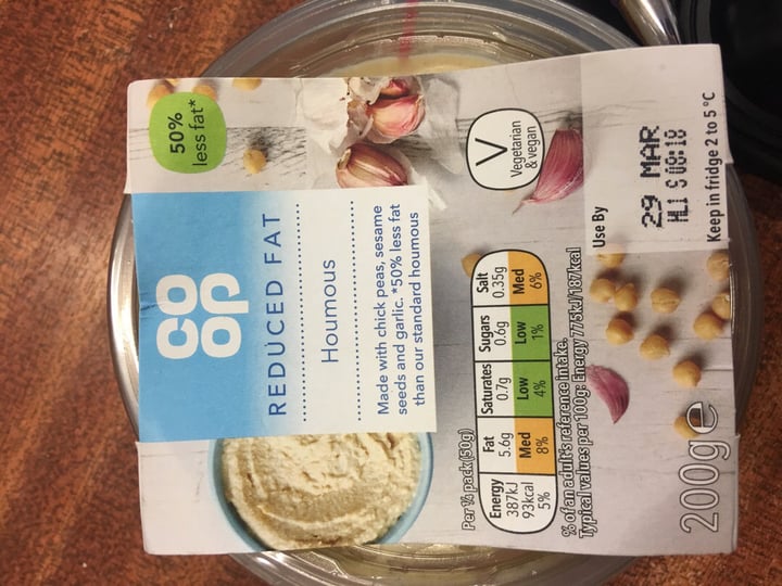 photo of Coop Co-op Reduced Fat Houmous 200g shared by @annakabana on  25 Mar 2019 - review