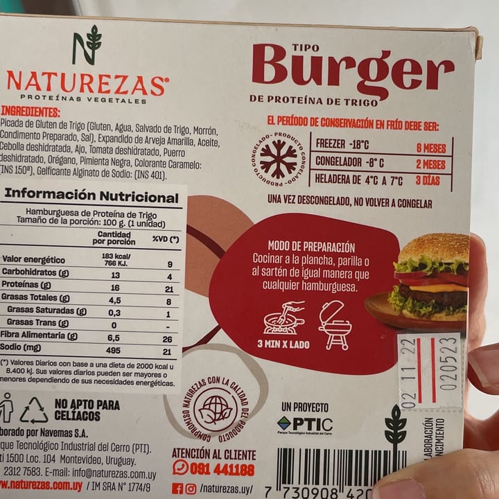 review photo of Naturezas Burguer De Proteína De Trigo shared by @jimenapuente on 08 Dec 2022 - review