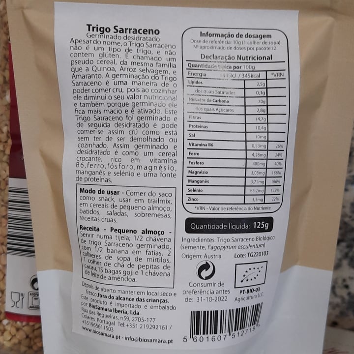 photo of BioSamara Trigo Sarraceno Germinado shared by @jcarlos on  25 Nov 2022 - review