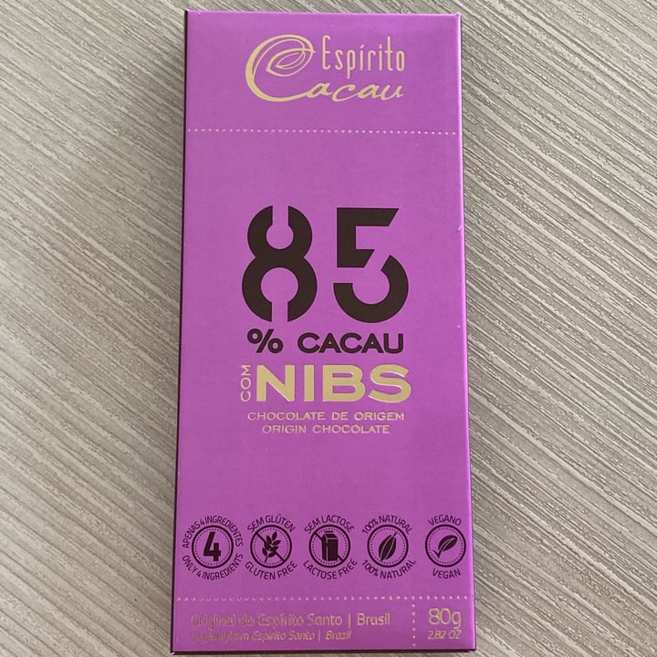 photo of Espírito Cacau Chocolate 85% Cacau com Nibs shared by @camilablessa on  13 May 2022 - review