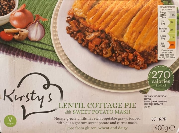 photo of Kirsty’s Lentil cottage pie with sweet potato mash shared by @chelseyj on  02 Apr 2020 - review