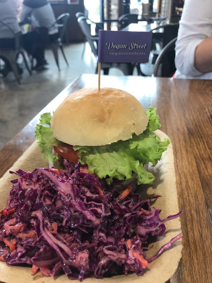 photo of Vegan Street no-fish tacos, quesadillas (pulled “pork”) burger and brownie shared by @pattym on  08 Apr 2019 - review