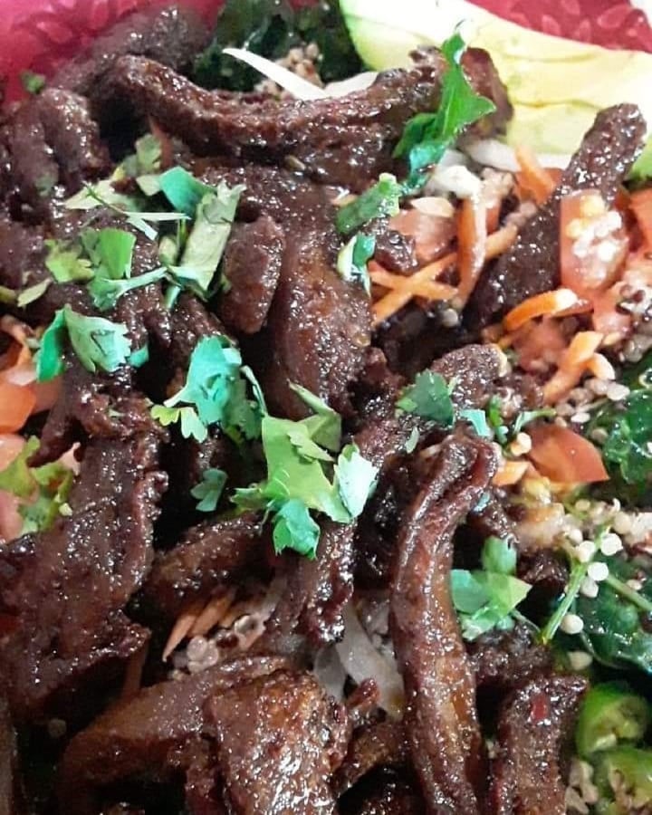 review photo of Green Vegetarian Cuisine Spicy Beef Salad shared by @kelseysanimals on 18 Jan 2020 - review