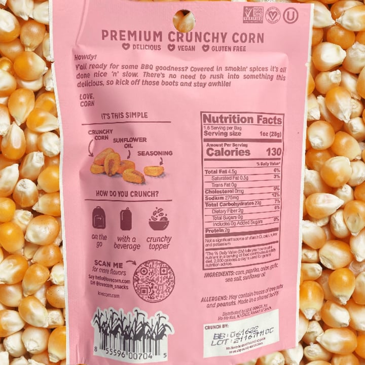 photo of Love, Corn Bbq flavour corn snack shared by @glutenfreevee on  10 Jan 2022 - review