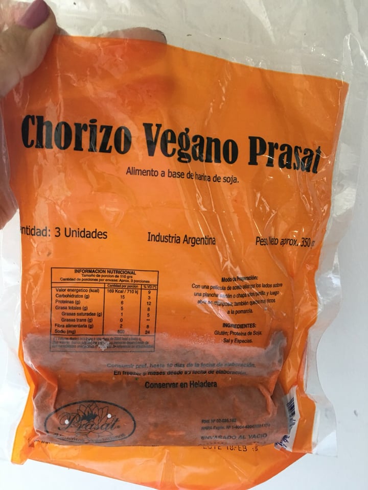 photo of Prasat Chorizo vegano shared by @rominanotero on  30 Jul 2019 - review