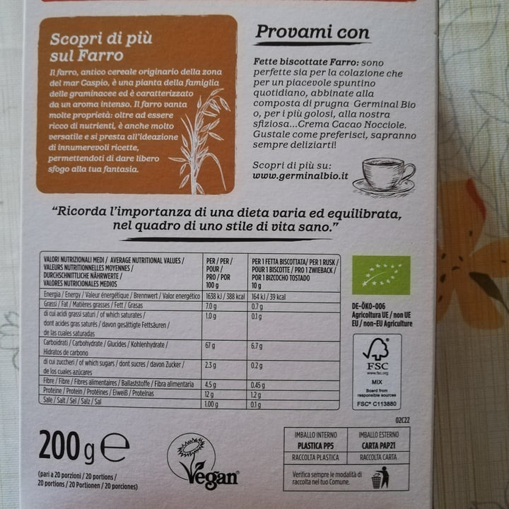 photo of Germinal Bio Fette biscottate al farro shared by @lagiuggi91 on  04 Nov 2022 - review