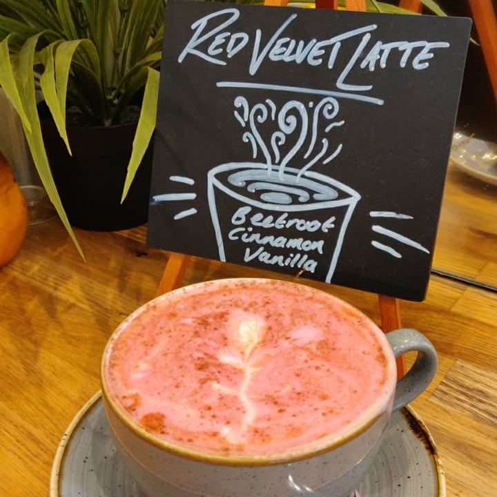 review photo of Vertigo - Plant Based Eatery - Cross Street Red Velvet Latte shared by @prathyushacfa18 on 31 Jul 2021 - review