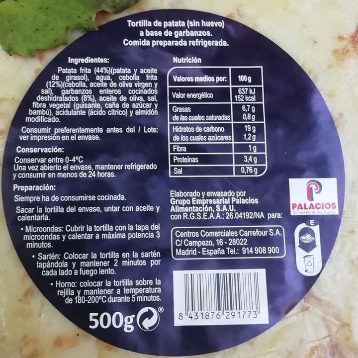 photo of Carrefour Veggie Tortilla De garbanzos shared by @ecoilogic on  14 Oct 2022 - review