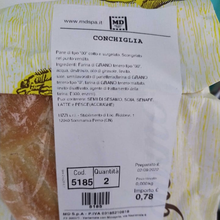 photo of MD Pane Conchiglia shared by @rositarm on  04 Sep 2022 - review