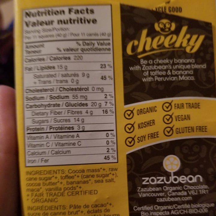 review photo of Zazubean Organic Chocolates Salted Toffee & Banana Dark Chocolate with Maca shared by @lexi-pie on 29 Sep 2021 - review