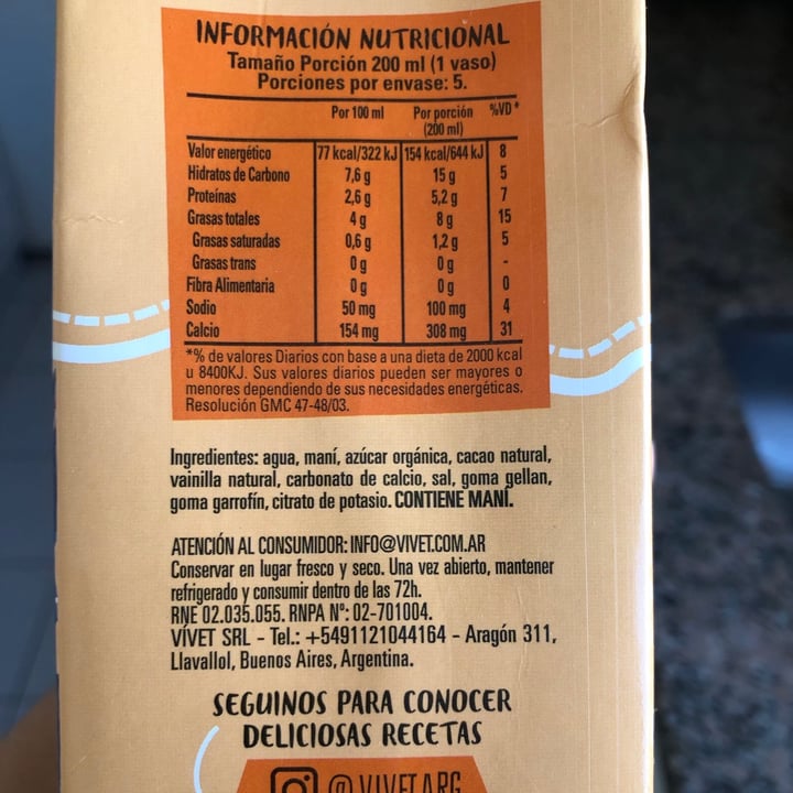 photo of Vívet Leche de Cacahuate sabor Cacao Power shared by @ireneines1 on  11 May 2021 - review