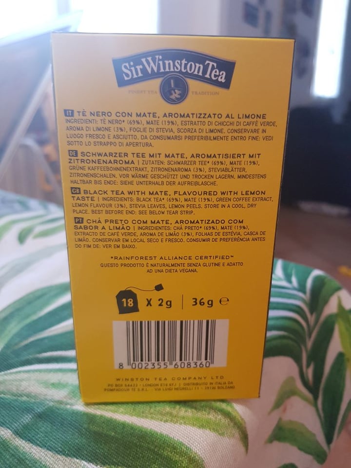 review photo of Sir Winston Tea Attivaté Mate + Limone shared by @elielegibo on 10 Feb 2020 - review