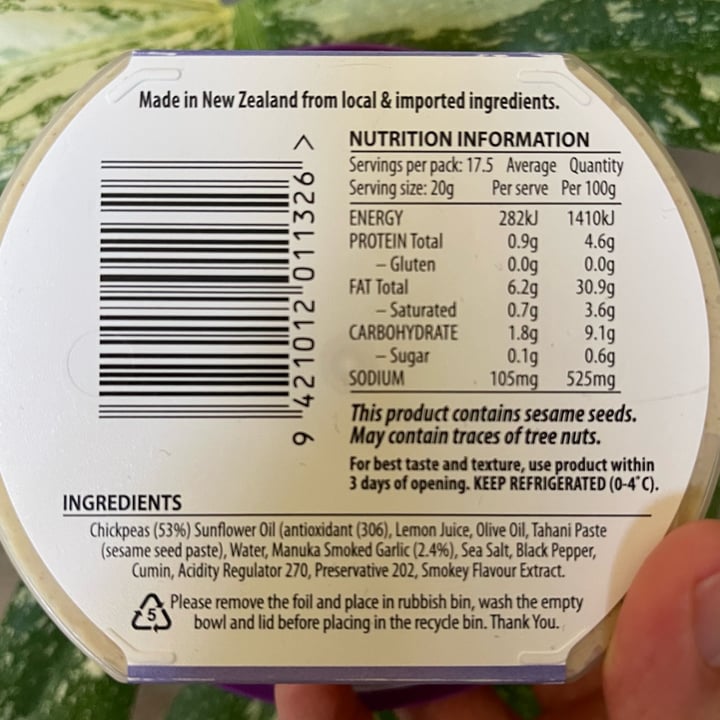 review photo of Turkish kitchen Manuka smoked garlic hummus shared by @carlaoliveira on 31 Jan 2022 - review