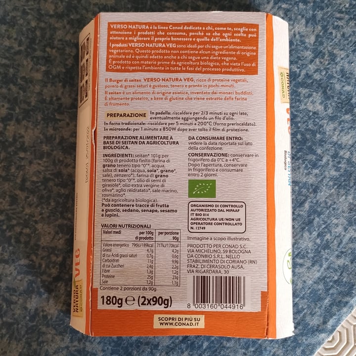 review photo of Verso Natura Conad Veg Burger Di Seitan Biologico shared by @giuli4 on 24 Mar 2022 - review