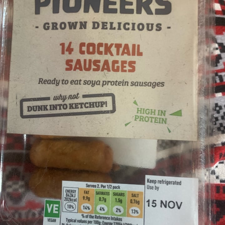 photo of Plant Pioneers Vegan cocktail Sausages shared by @doped on  14 Nov 2021 - review