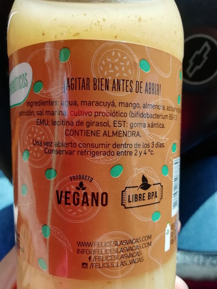 review photo of Felices Las Vacas Smoothie Mango, Maracuya y Almendras shared by @sonialo on 02 Mar 2020 - review