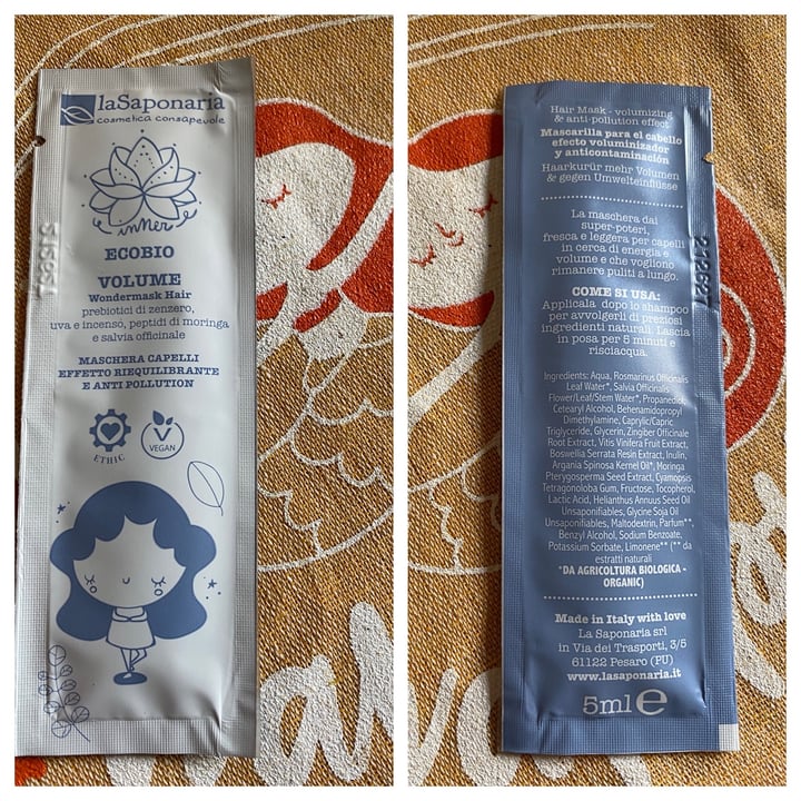 photo of La Saponaria Wondermask Hair - Volume shared by @aleglass on  03 Sep 2022 - review