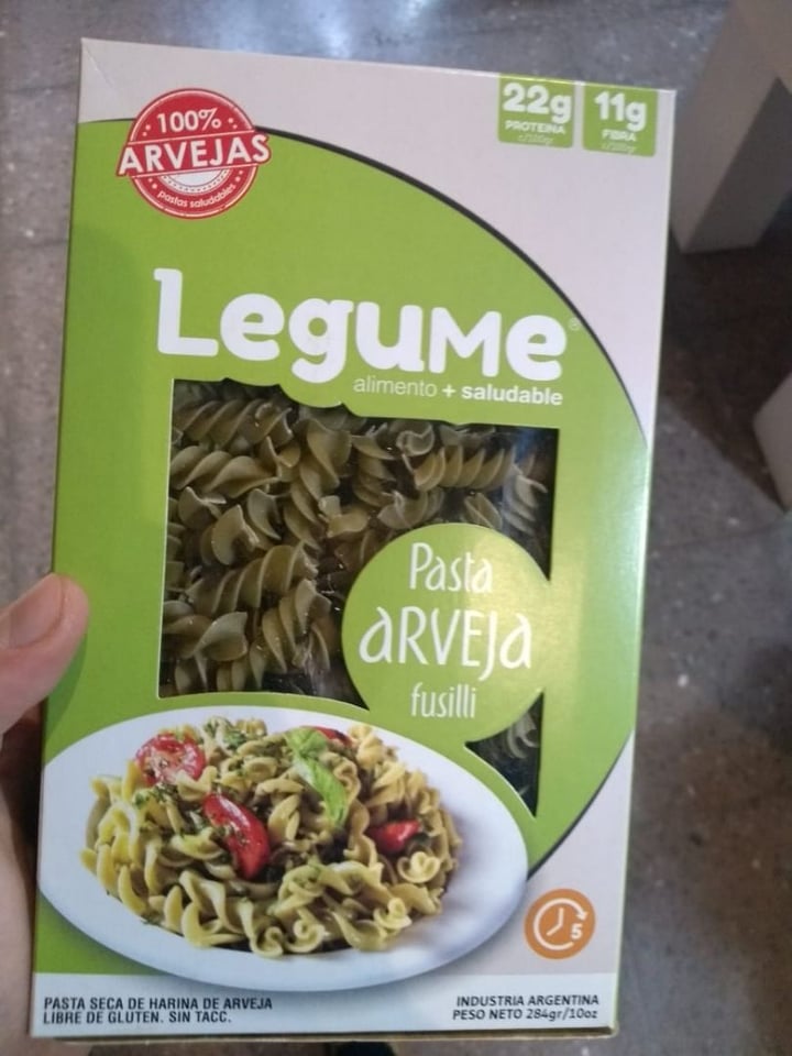 photo of Legume Pasta Arveja Fusilli shared by @naymecuenca on  01 Aug 2019 - review