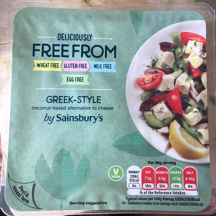 photo of Sainsbury's Deliciously Free From Greek Style Cheese shared by @glutenfreenic on  19 Jun 2020 - review