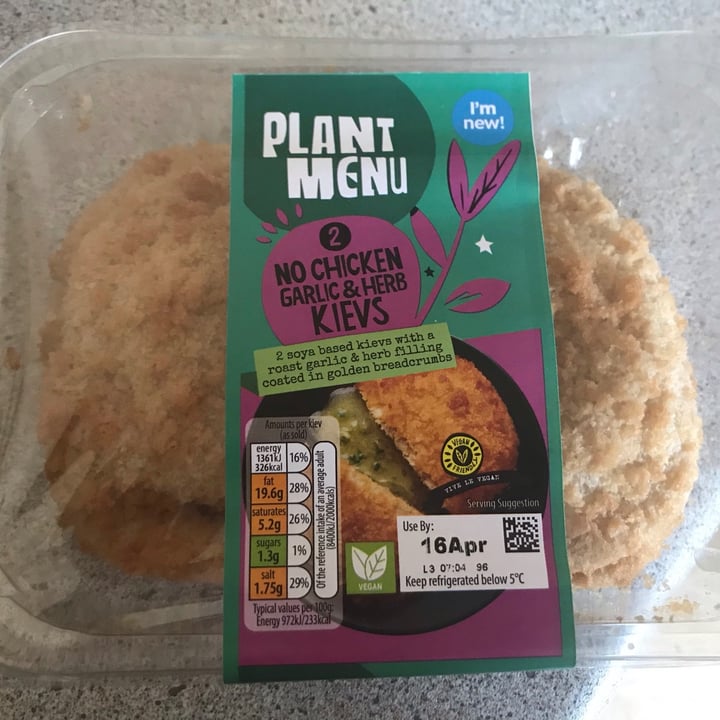 photo of Plant Menu No Chicken Garlic and Herb Kievs shared by @mels13 on  13 Apr 2021 - review
