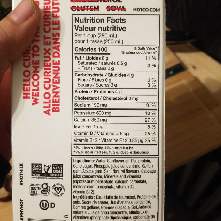 photo of NotCo Not Milk Whole shared by @mav420 on  16 Dec 2021 - review