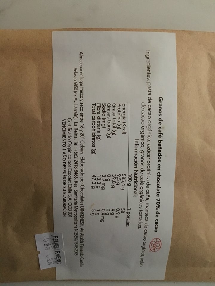 review photo of Dinkenesh Granos De Cafe Bañados En Chocolate 70% Cacao shared by @romiulloac on 20 Feb 2020 - review