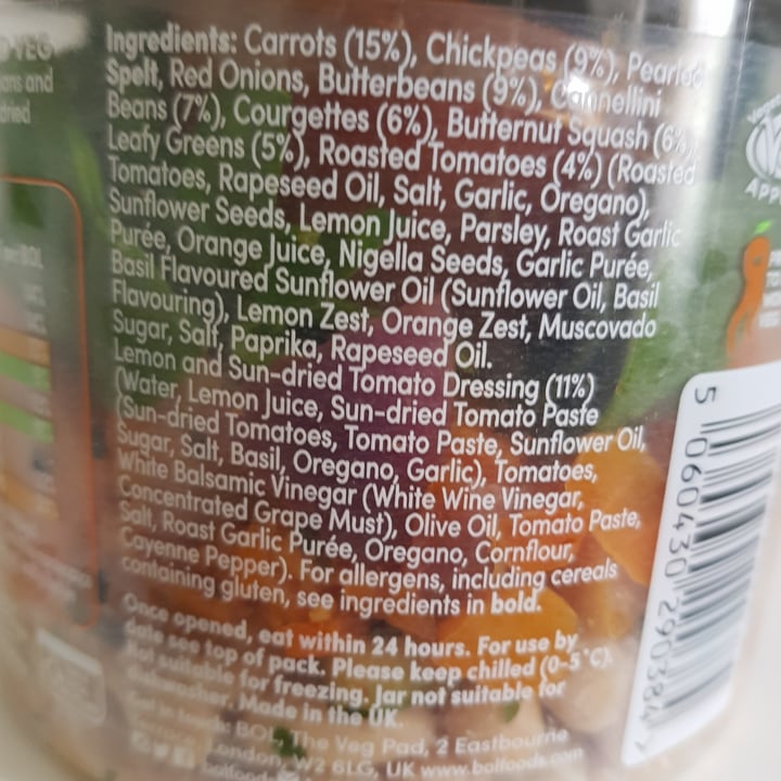 photo of BOL Mediterranean roasted veg salad jar shared by @vegancybele on  31 Oct 2020 - review
