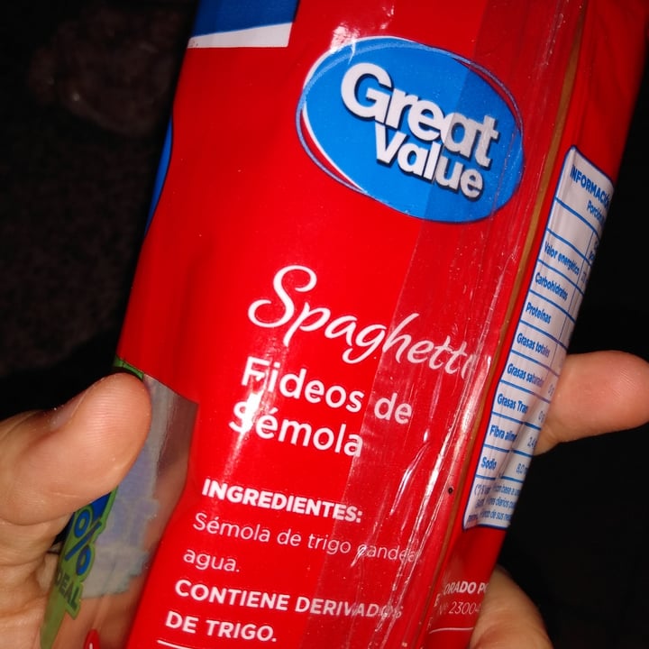 photo of Great Value  Fideos Spaghetti shared by @aveganstilllearning on  07 Nov 2020 - review