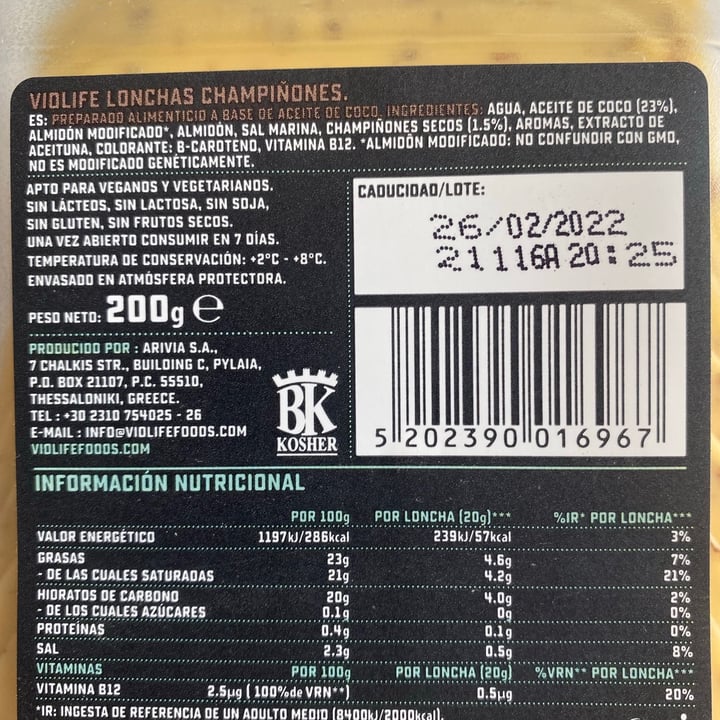 review photo of Violife Lonchas Champiñones shared by @lorenavegana on 07 Jul 2021 - review