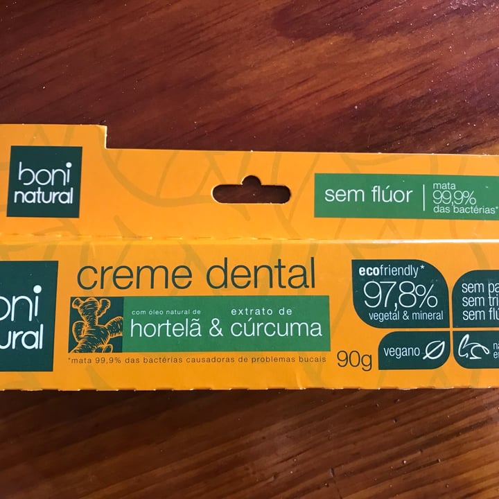photo of Boni natural Creme Dental De Hortelã E Cúrcuma shared by @abarretta on  03 Jul 2022 - review
